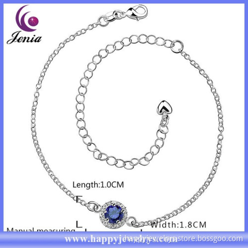 Blue zircon 925 silver plated fashion design cheap jewelry anklet(CA038-C)